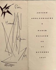 Pablo Picasso's birthday menu . 1957