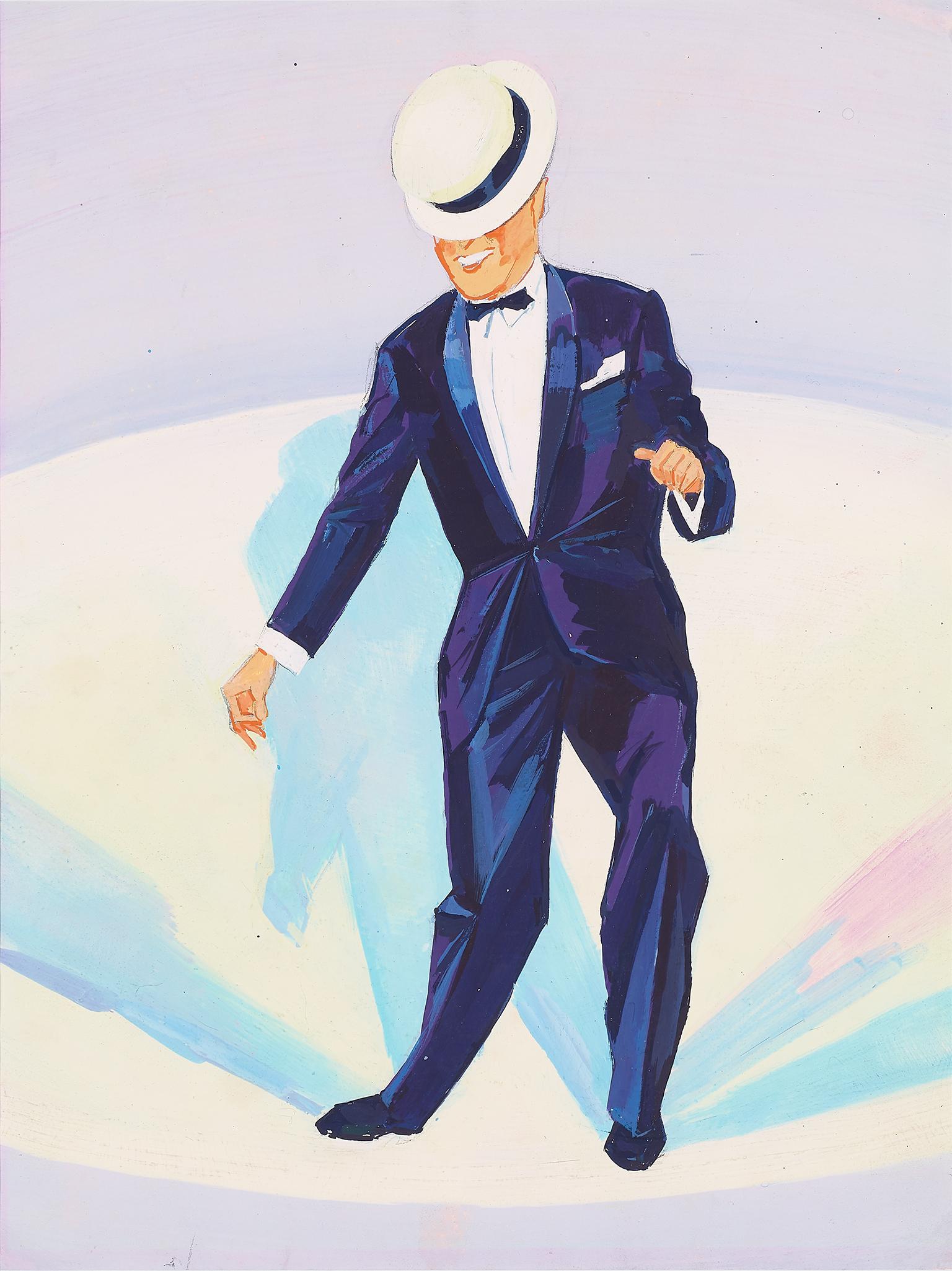 Maurice Chevalier dancing with tuxedo .PARIS Mon Amour - Art by james rassiat 