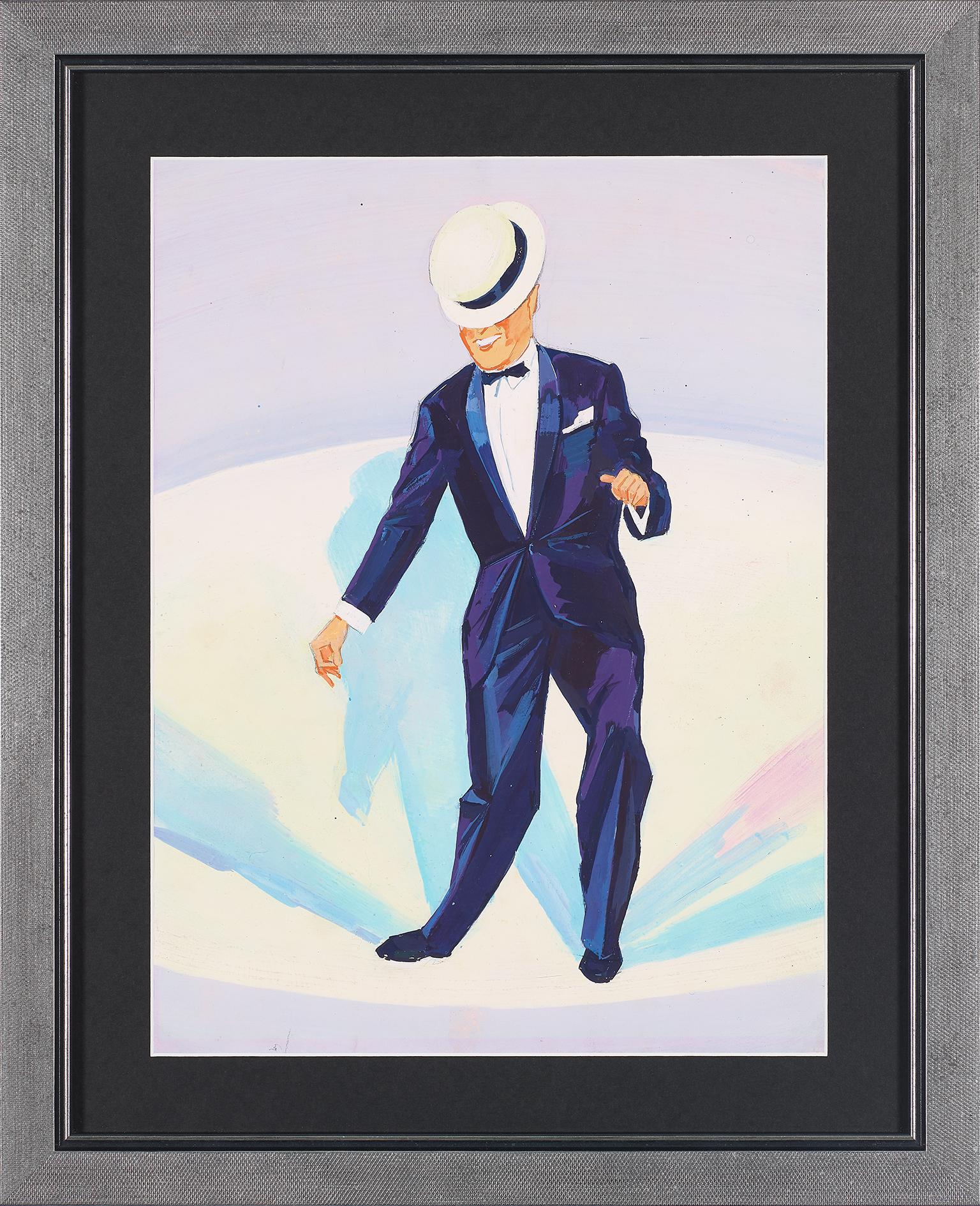 james rassiat  Portrait - Maurice Chevalier dancing with tuxedo .PARIS Mon Amour 