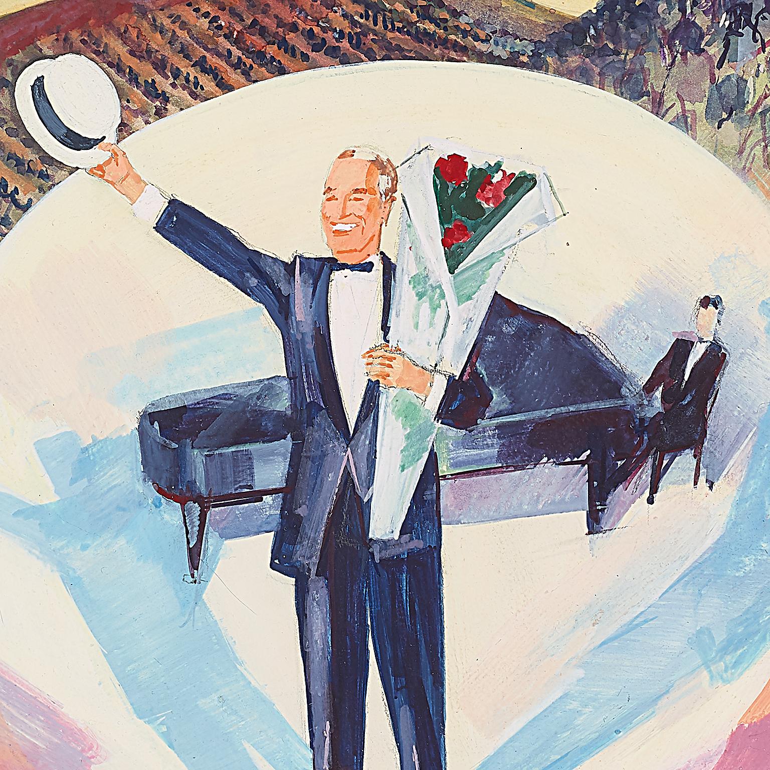 Maurice Chevalier's farewell . Champs Elysées Theater. PARIS - Art Deco Art by James Rassiat