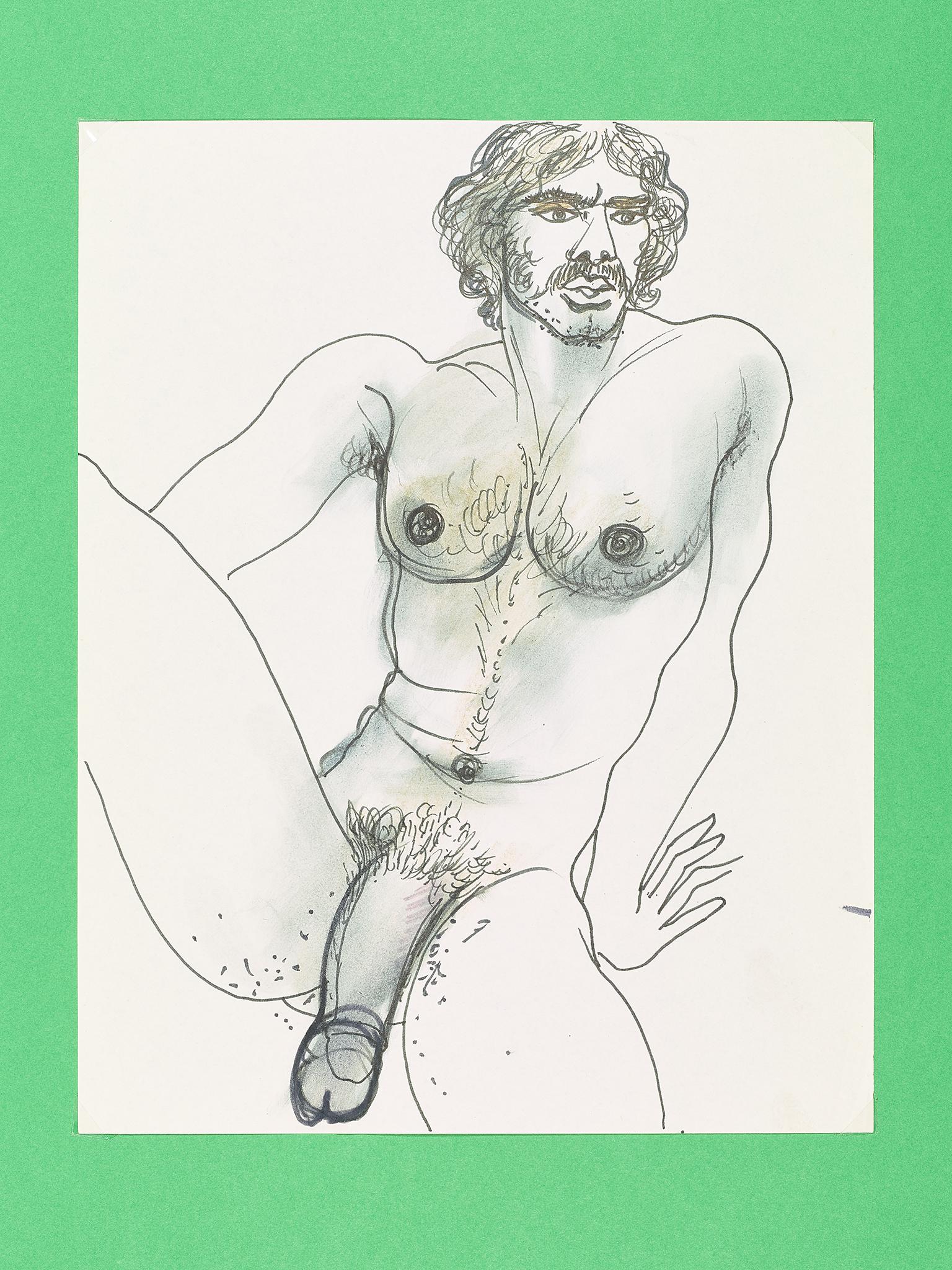 Yves Saint Laurent Zeichnung auf Papier .
