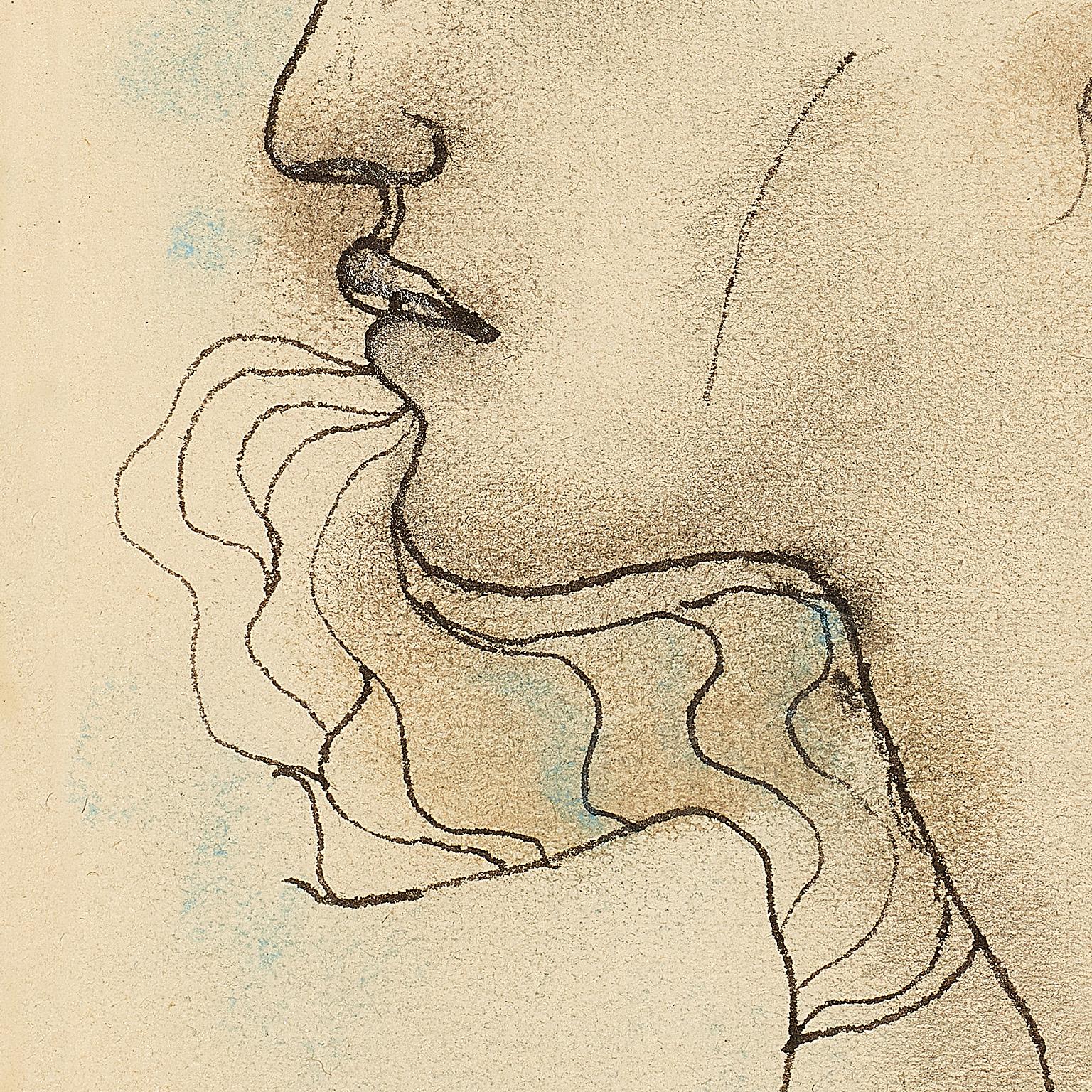 „ la Voix Humaine“ . zertifiziert. (Beige), Figurative Art, von Jean Cocteau