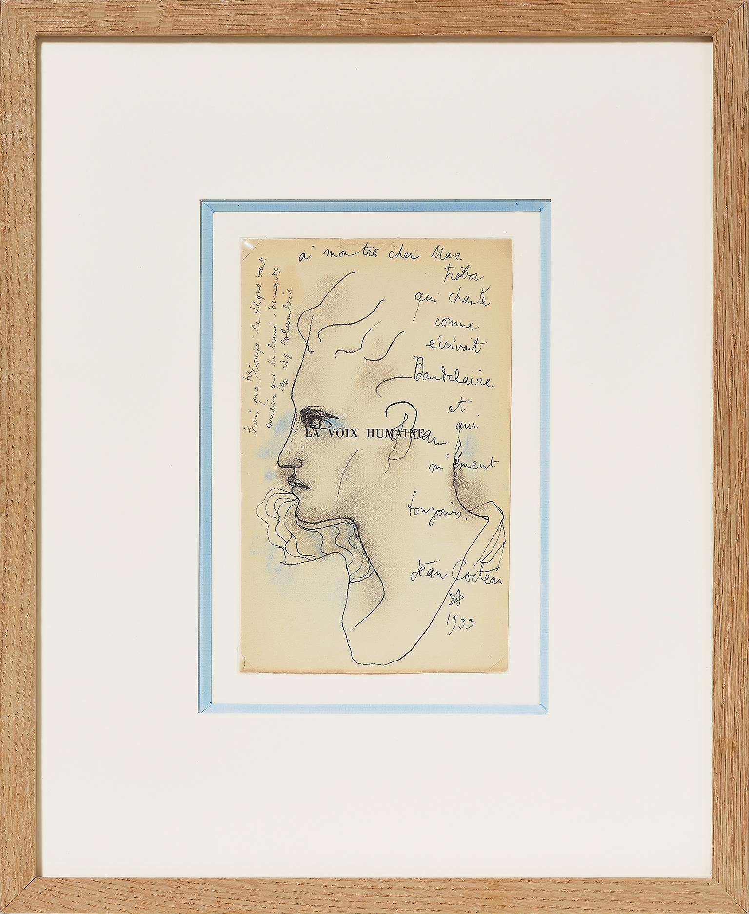 Jean Cocteau Figurative Art – „ la Voix Humaine“ . zertifiziert.