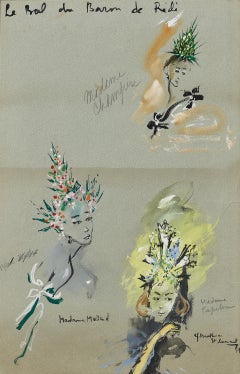 Le Bal du Baron de Rédé, Signed Gouache on Canson Paper, Circa 1957