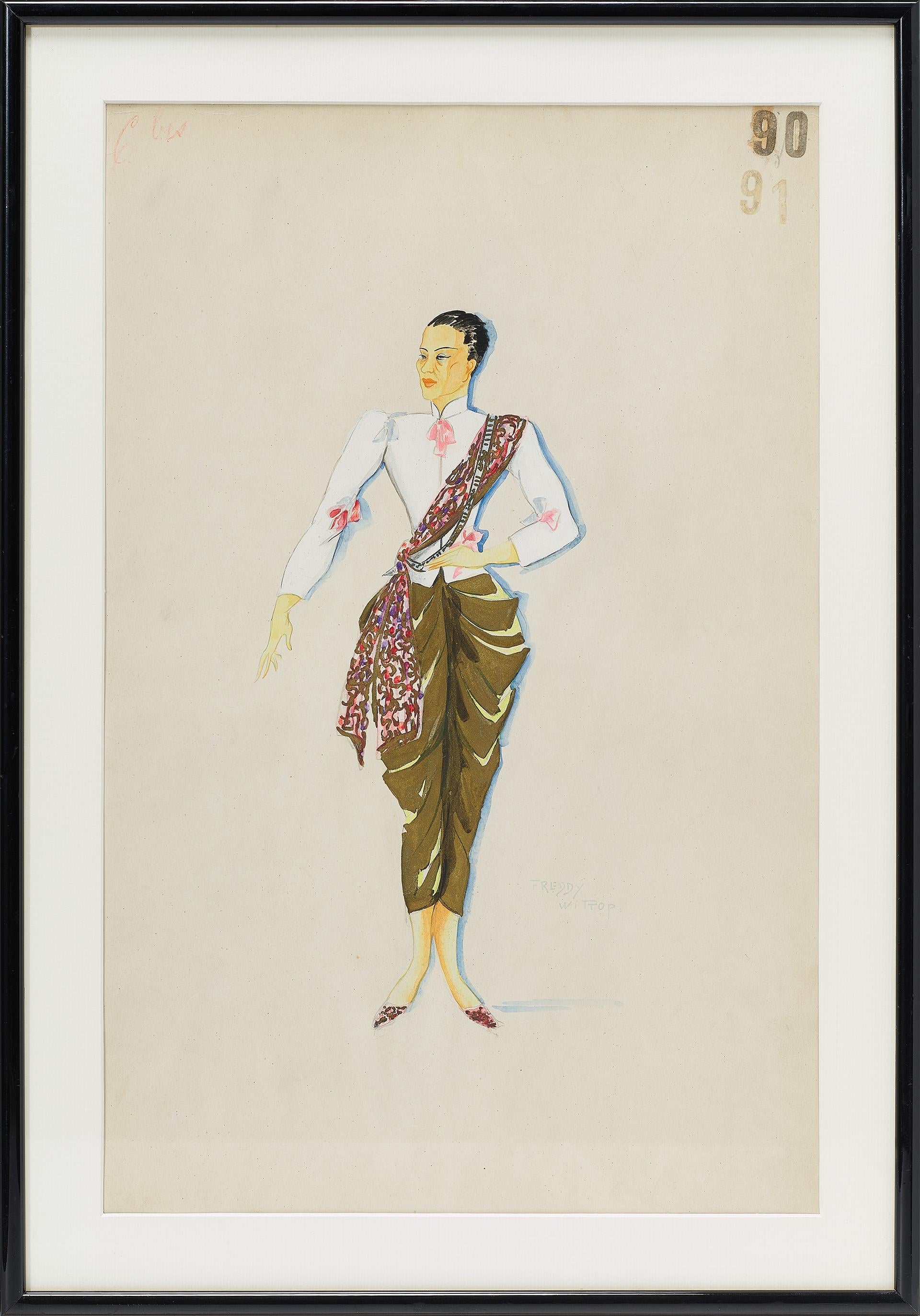 " Serge Lifar " Ballet. Art Deco Drawing on archival paper.1960s .Fair