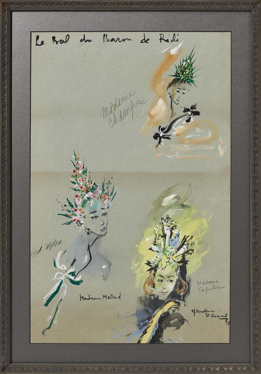 Le Bal du Baron de Rédé, Signed Gouache on Canson Paper, Circa 1957