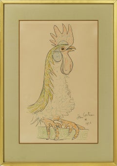 Le Reniement, disegno Art Déco su carta d'archivio, 1950 circa