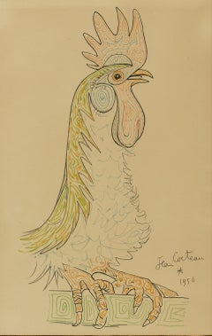 Le Reniement, disegno Art Déco su carta d'archivio, 1950 circa