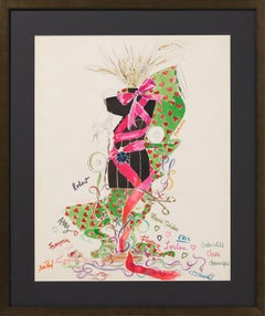 1er d'Atelier Drawing, Art Deco, Watercolor and Color Pencil, 1991