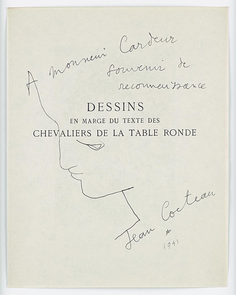 Jean Cocteau Portrait - original drawing  " profil gauche " . certified .