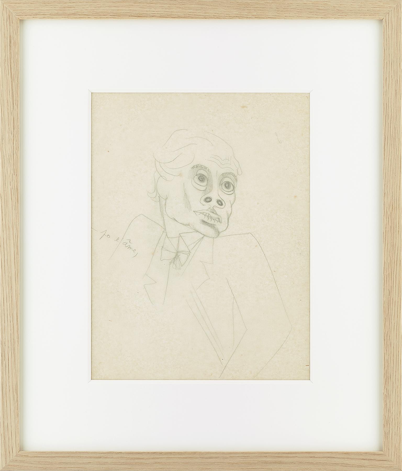  „Porträt d'Homme“  . „Portait eines Mannes“ Originalzeichnung. zertifiziert. – Art von Jean Cocteau