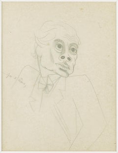 " Portrait d'Homme "  . "Portait of a man " original drawing. certified .