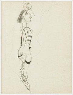 Used  "  le Patineur " original drawing ;"Ice Skater " by J. Cocteau . certified 