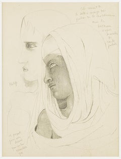 " Philippe "  original drawing  " two profile "  by J. Cocteau . certified .