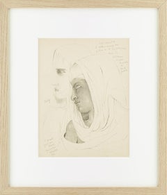 " Philippe "  original drawing  " two profile "  by J. Cocteau . certified .