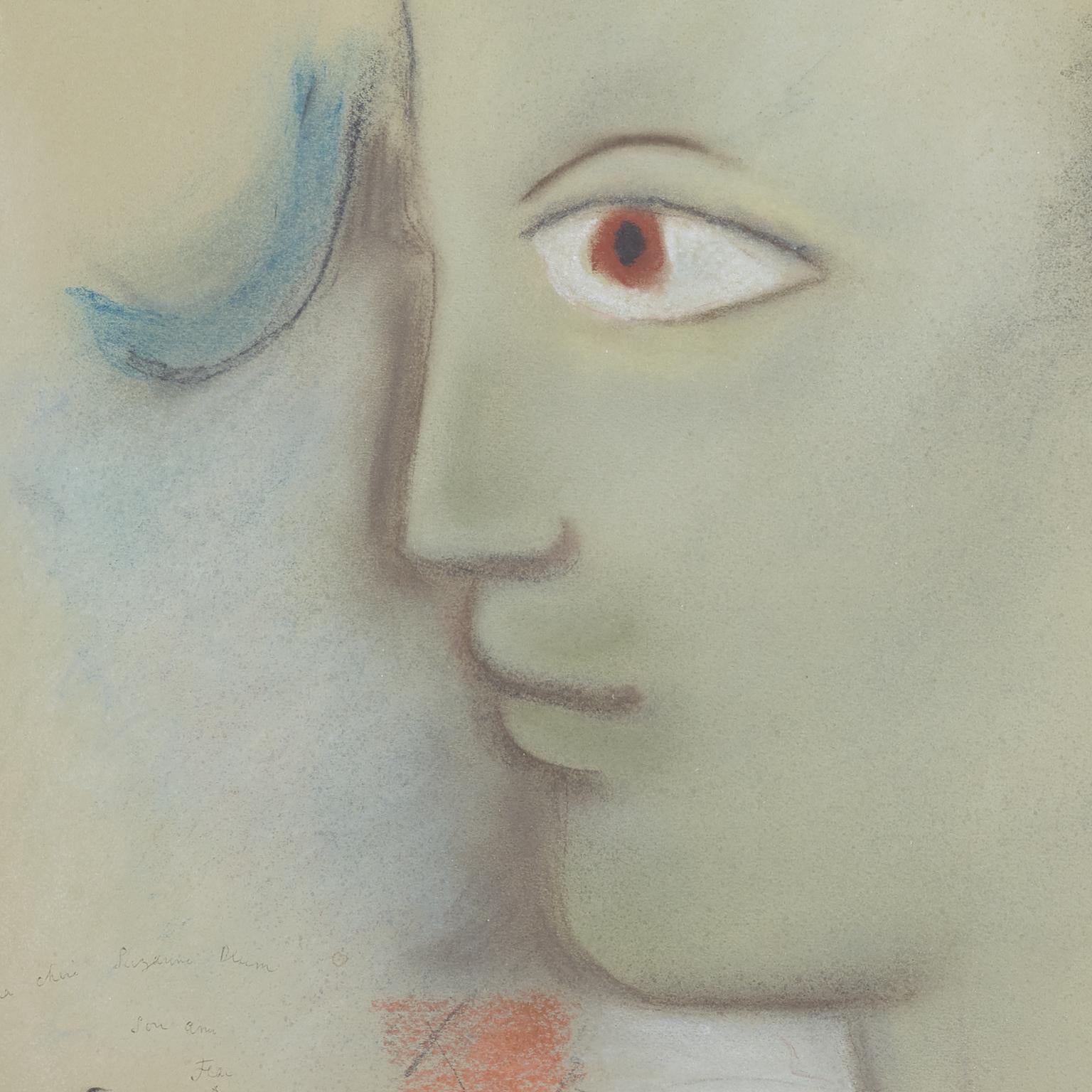 L'Arlequin à l'oeil Orange, Pastell auf Papier (Art déco), Art, von Jean Cocteau