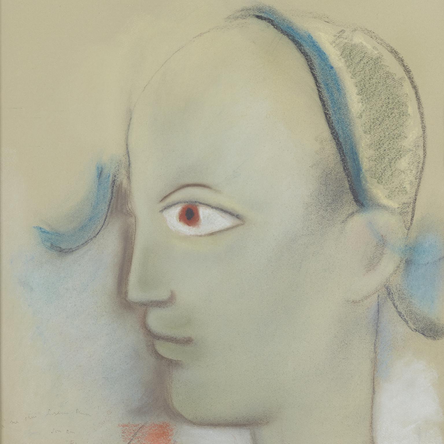 L'Arlequin à l'oeil Orange, Pastel on Paper - Art Deco Art by Jean Cocteau