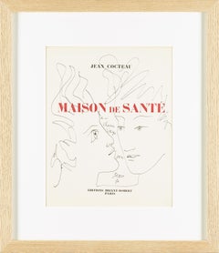" doble cara  " dibujo original de Jean Cocteau . certificado