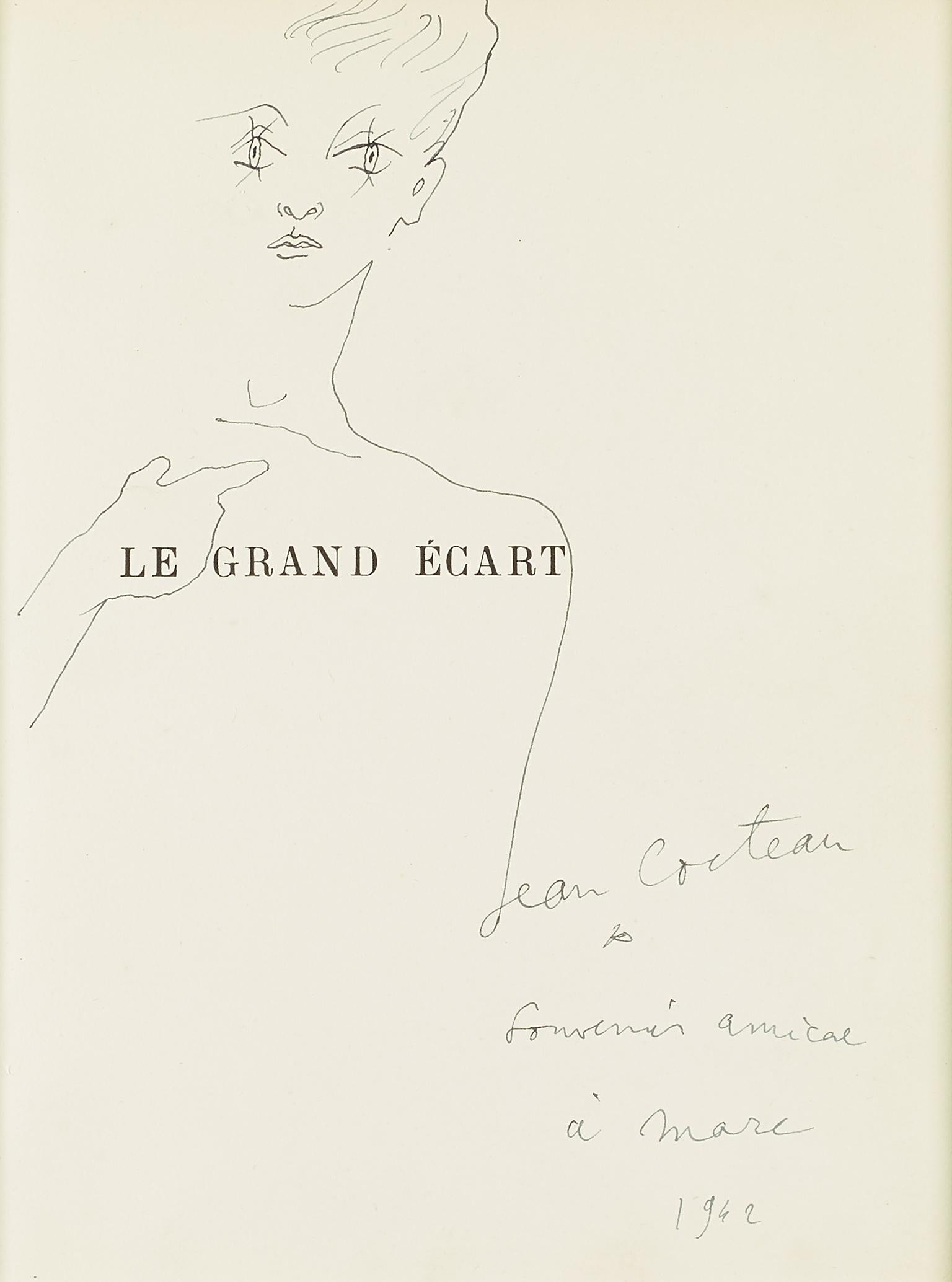 „portrait d'homme aux longs cils“ von Jean Cocteau . zertifiziert im Angebot 1