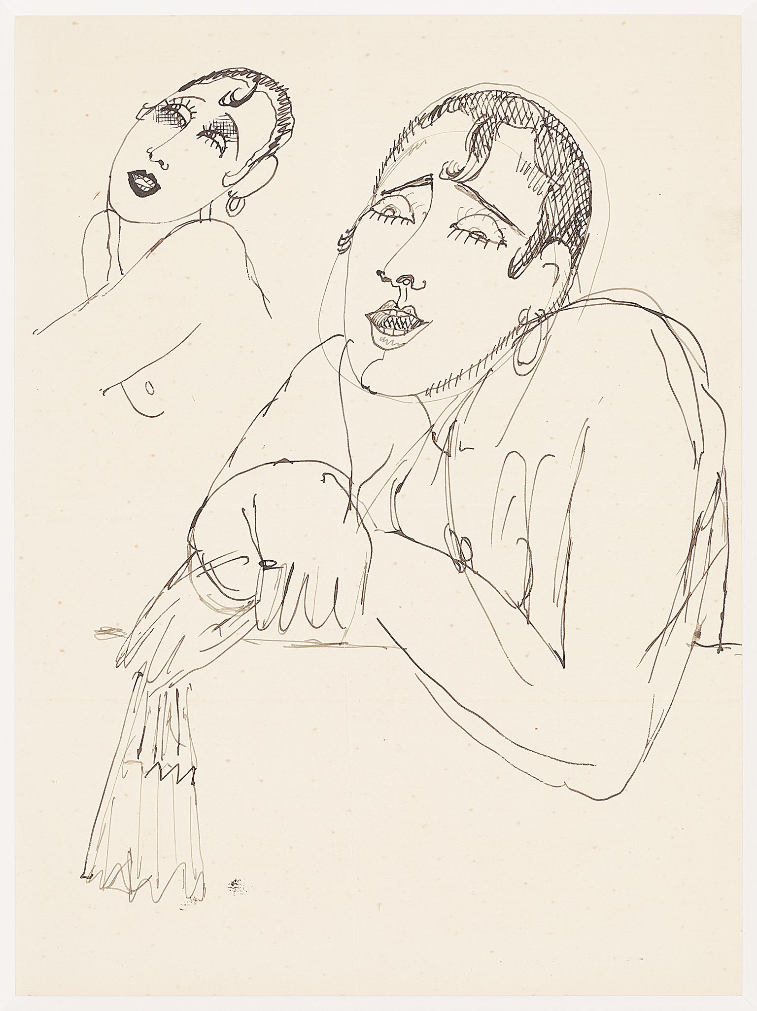 JOSEPHINE BAKER . Originalzeichnung von JEAN COCTEAU . ART DECO . – Art von Jean Cocteau