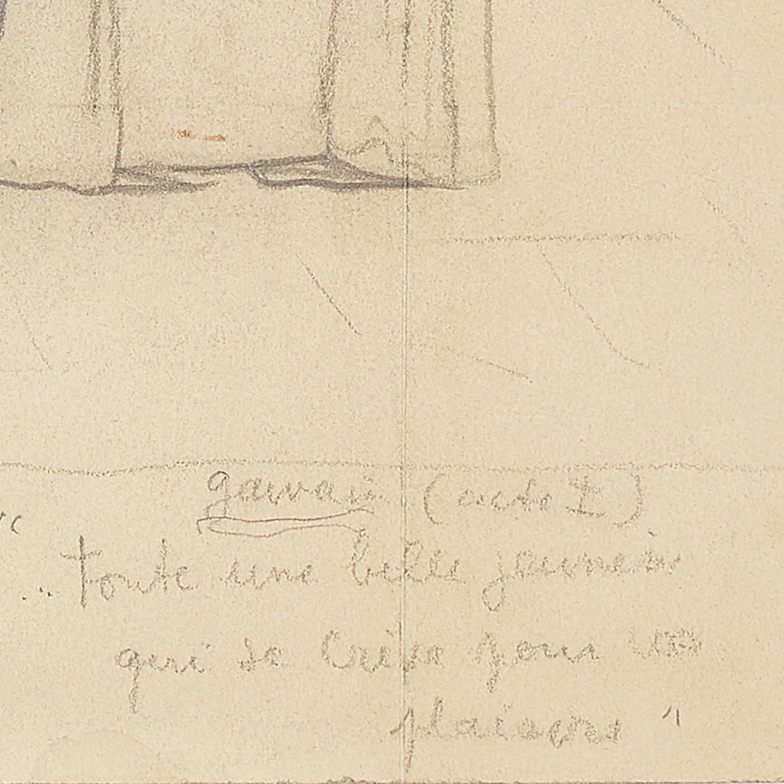 Original-Graphitzeichnung von Jean Cocteau . datiert 1941 . 