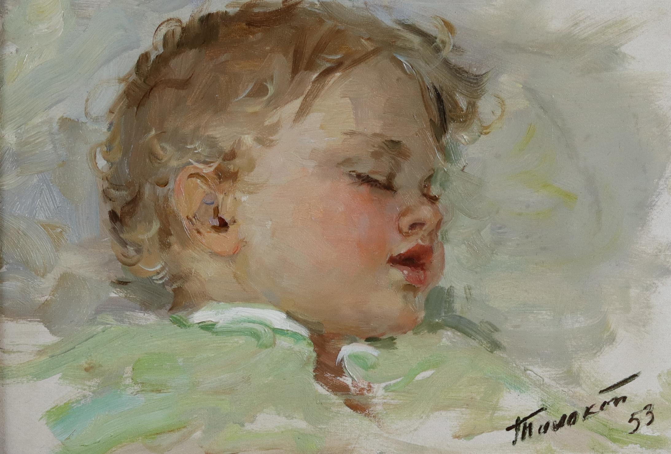 Ein Tagtraum, 1953 – Painting von Margarita Nikolaevna Tolokonnikova