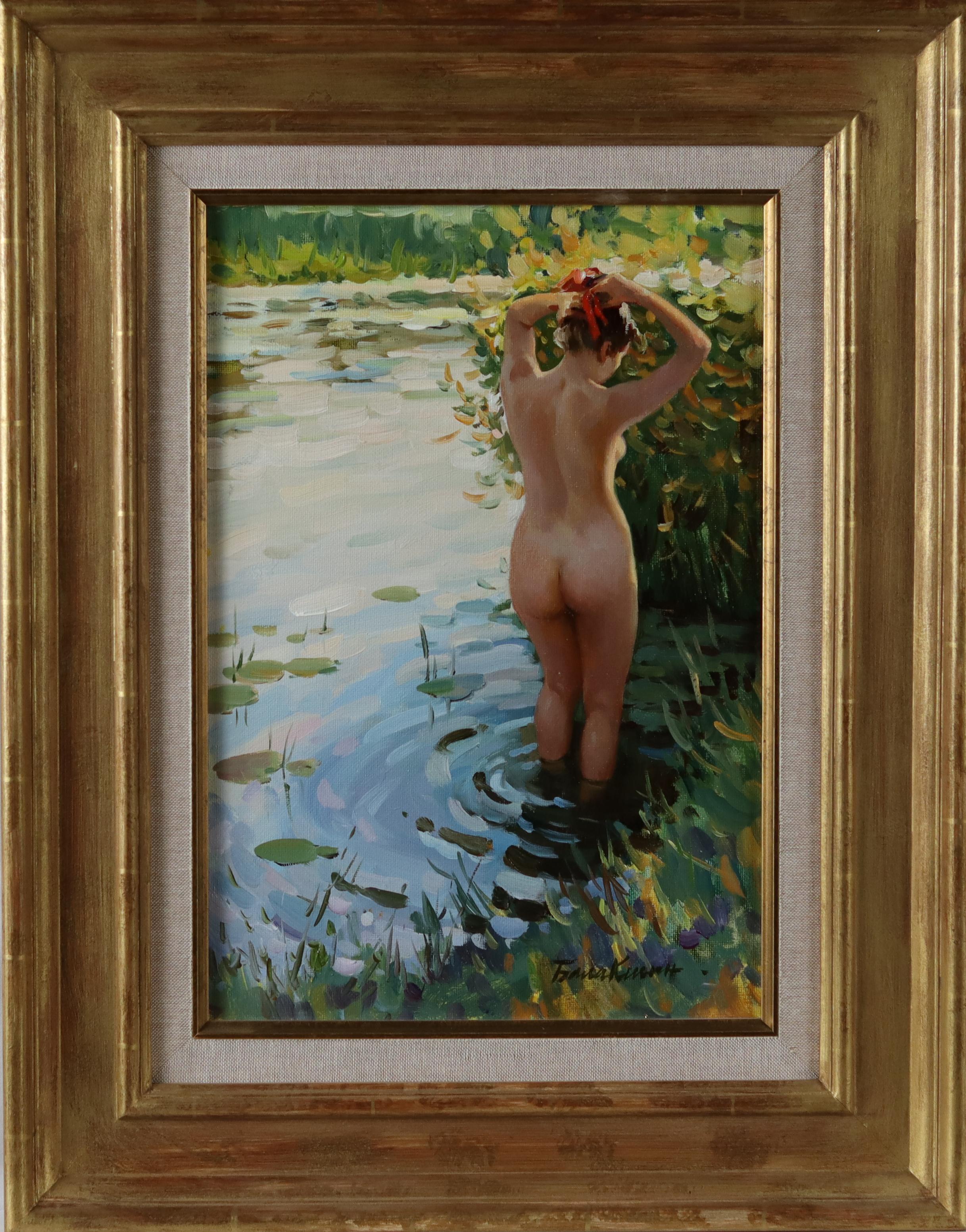 Yevgeny Balakshin Figurative Painting - A Naked Lady in a River