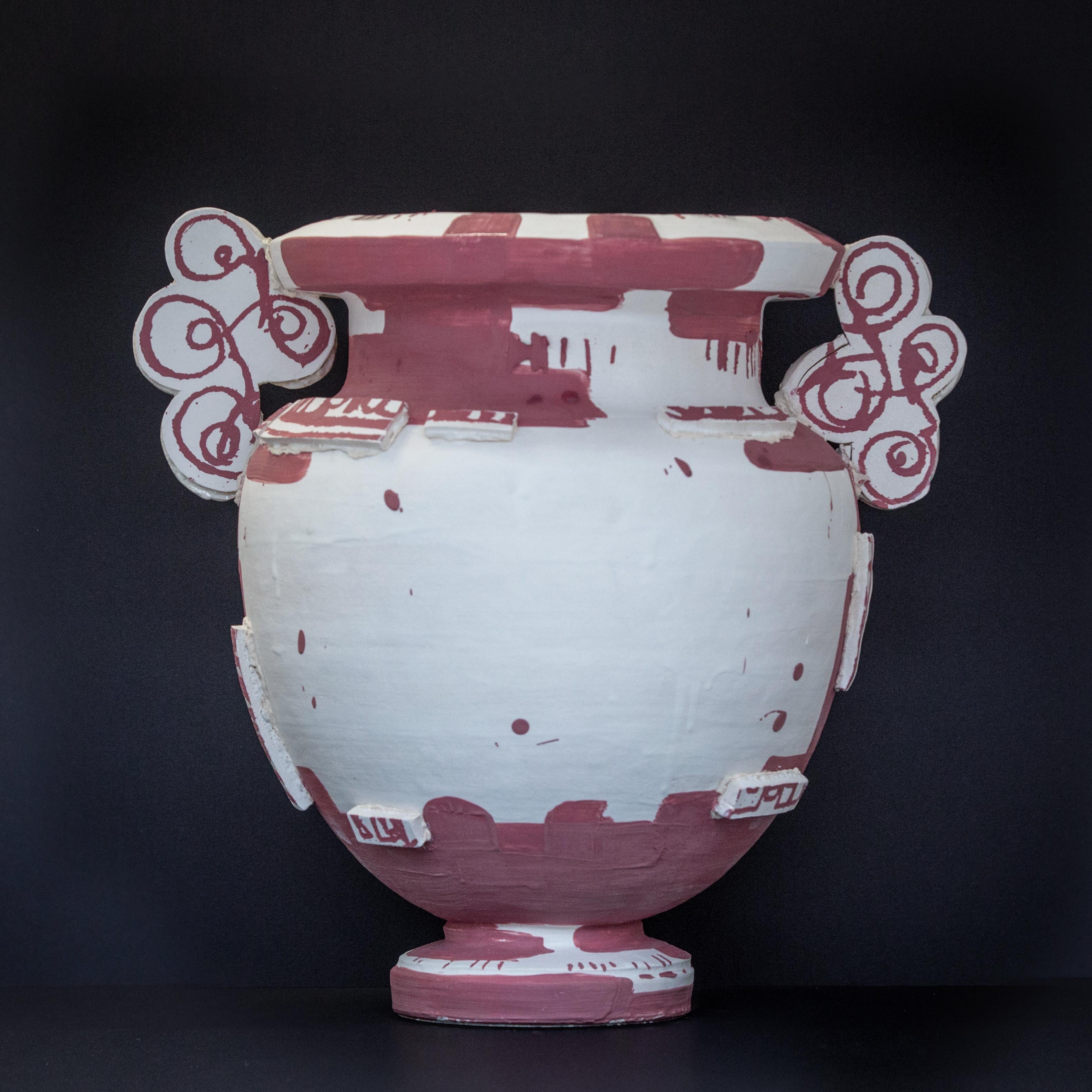After Amphora White & Pink, Amy Hughes, Hand built stoneware vase