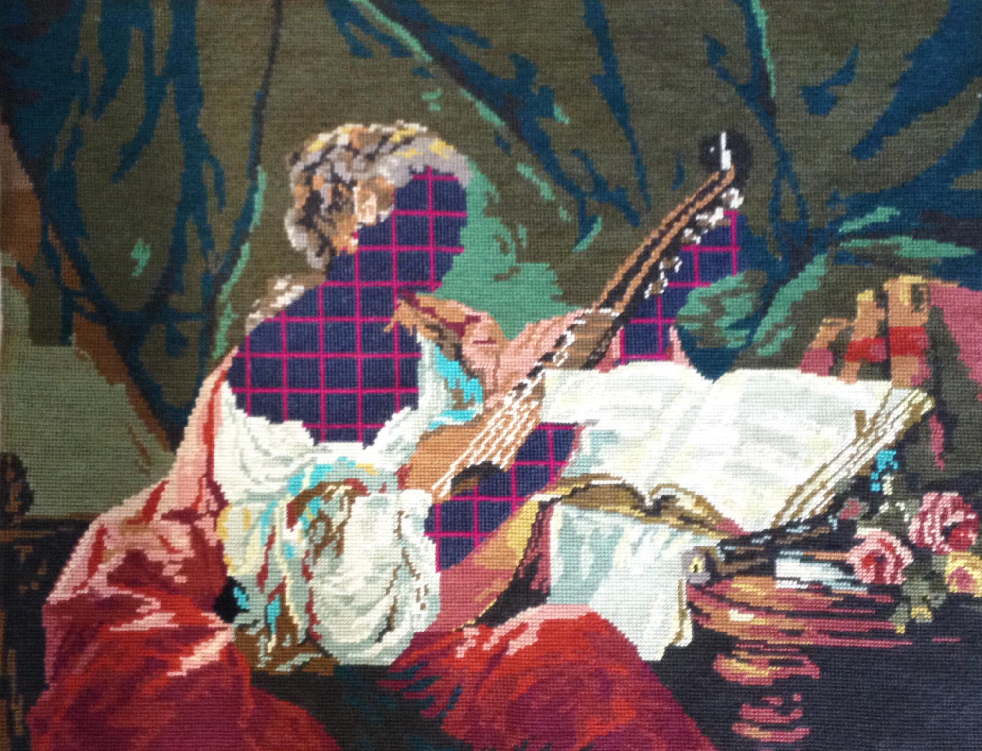 Étude en rose et gris, Matt Smith, 2015, textile retravaillé avec laine 