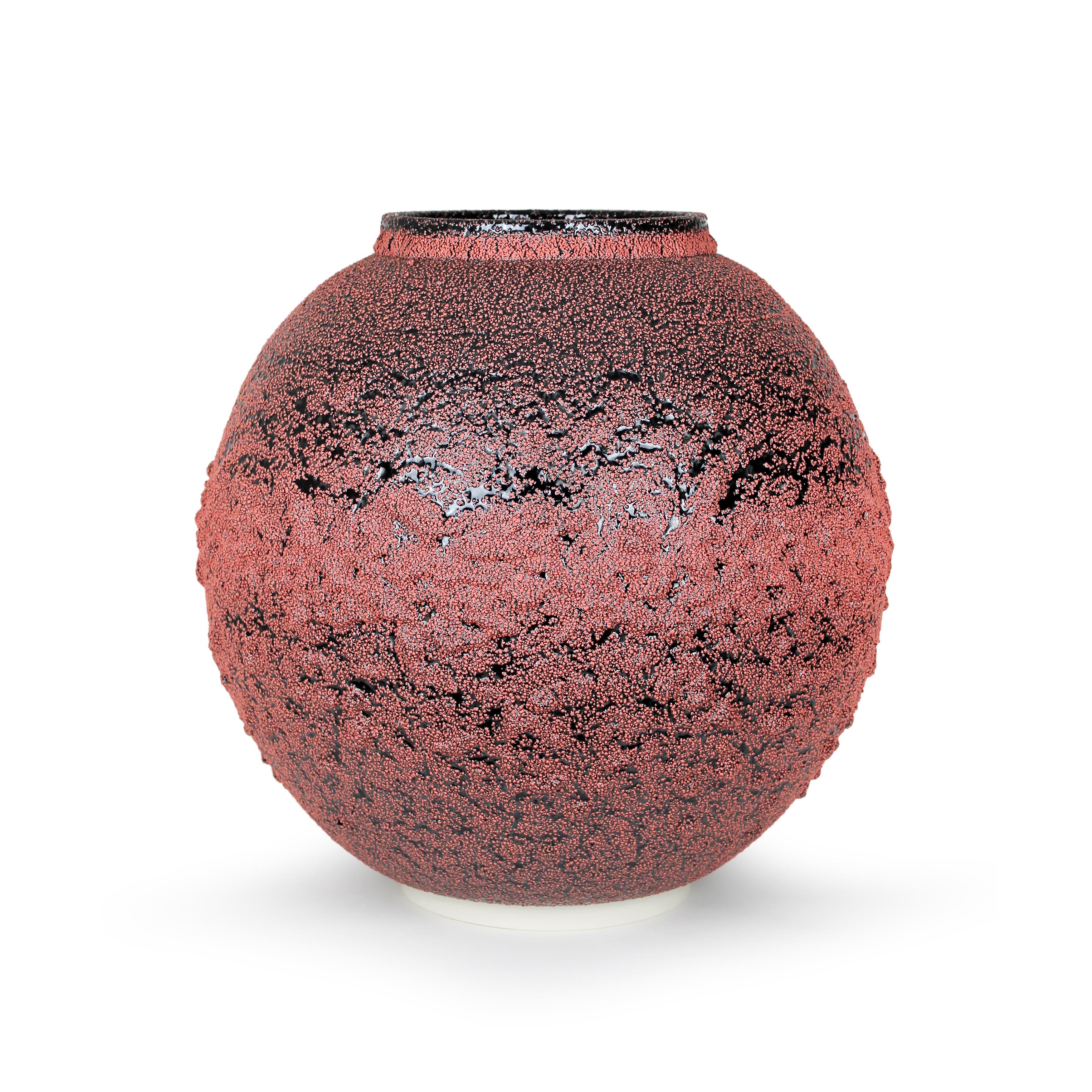 Albert Montserrat, Cadmium Jar, Porcelain; Textured Glazes on Thrown Porcelain