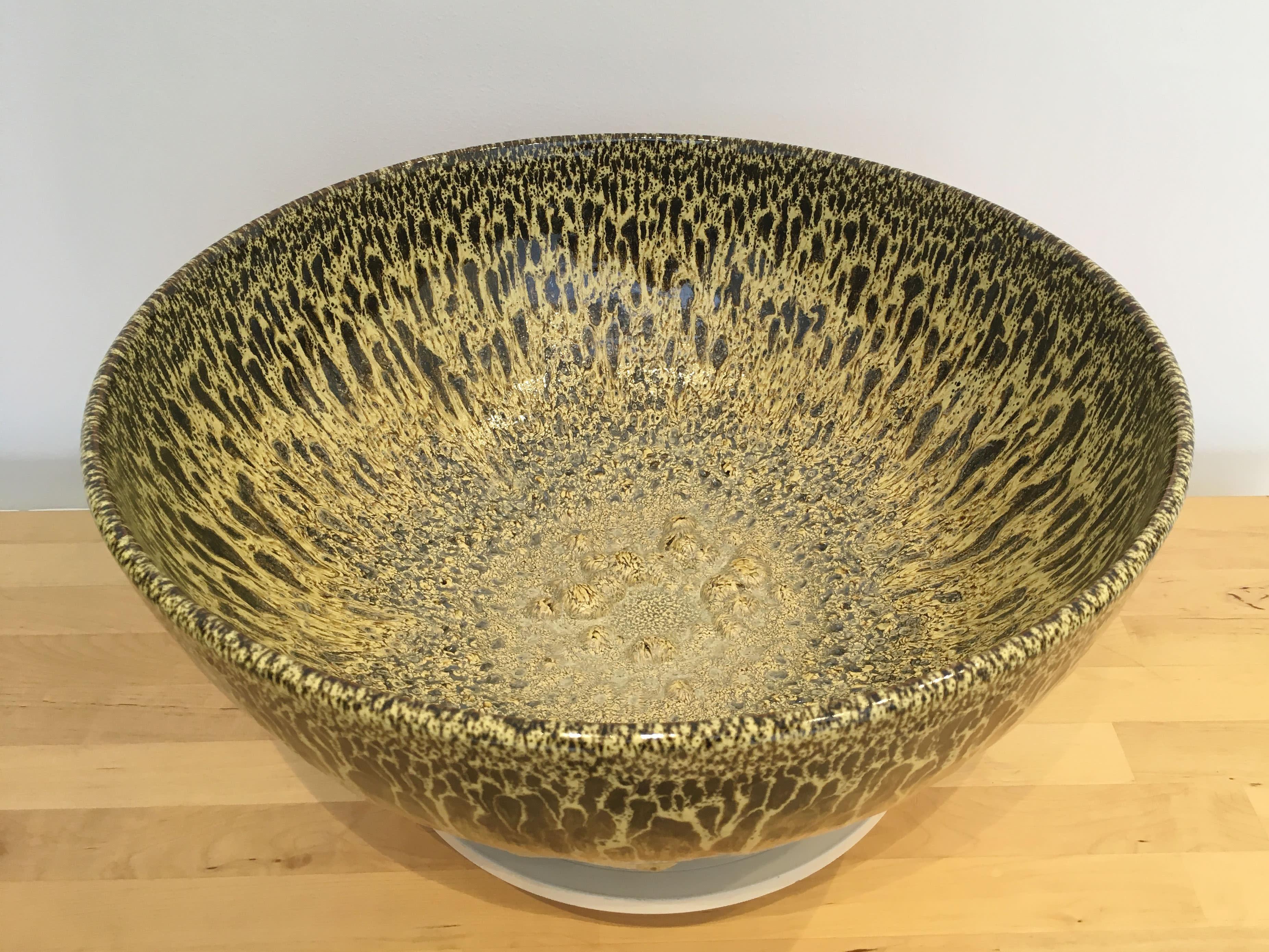Albert Montserrat, Golden Bowl, Oil - Spot Glazed Thrown Porcelain For Sale 2