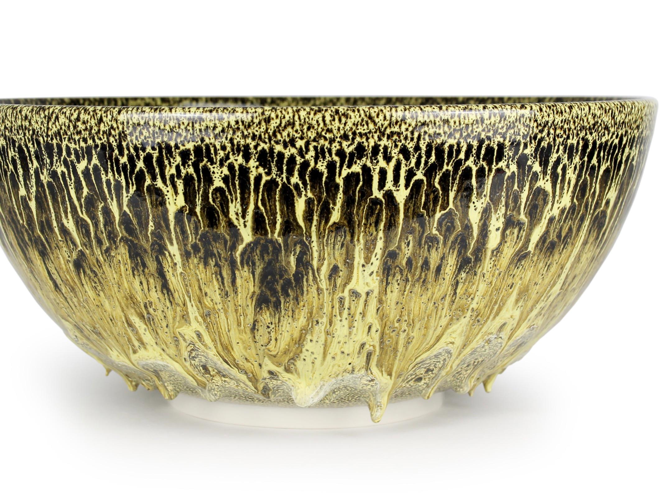 Albert Montserrat, Golden Bowl, Oil - Spot Glazed Thrown Porcelain For Sale 3