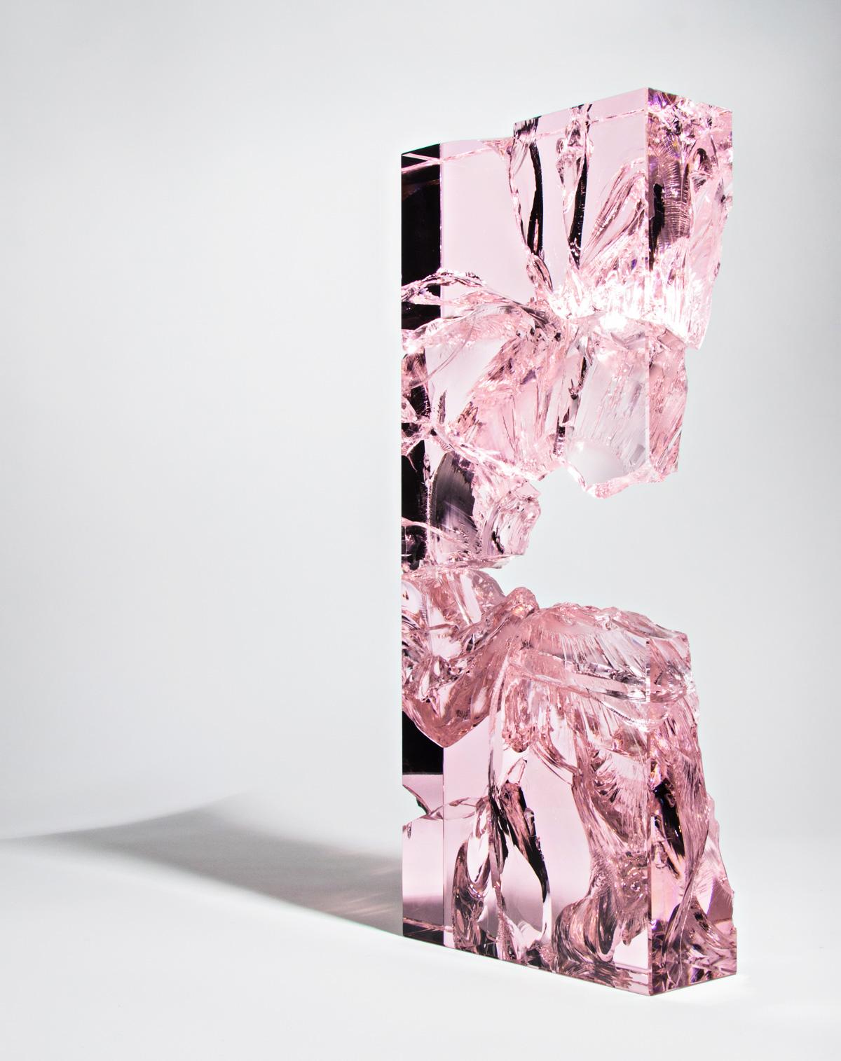 John Kiley Abstract Sculpture - Pink Impact Fractograph