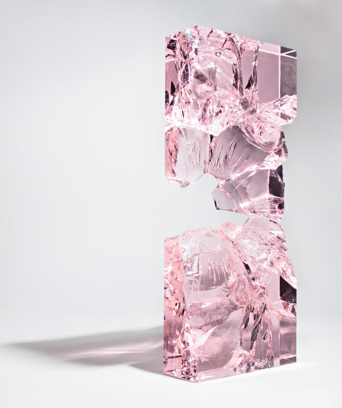 Pink Impact Fractograph - Sculpture by John Kiley