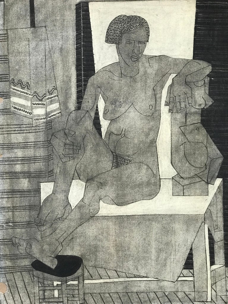 John Bowers Collection
Nude With Cubist Sculpture
1929
Charcoal on Paper
18.75"x24.75", unframed 
Dated in charcoal lower right
Came from a portfolio owned by artist John Bowers

John was awarded a Master of Fine Arts degree by the University of