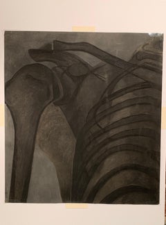 1960s "Clavicle and Ribs" Acrylic and Charcoal Mid Century Original