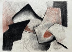 1980s "Rust and Black" Soft Pastel Abstract Drawing