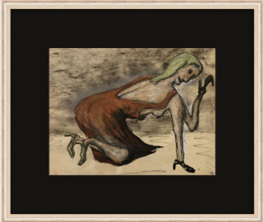 Figura femminile di Bizare, lavata a inchiostro, originale dell'artista di New York, metà del secolo scorso in vendita 3