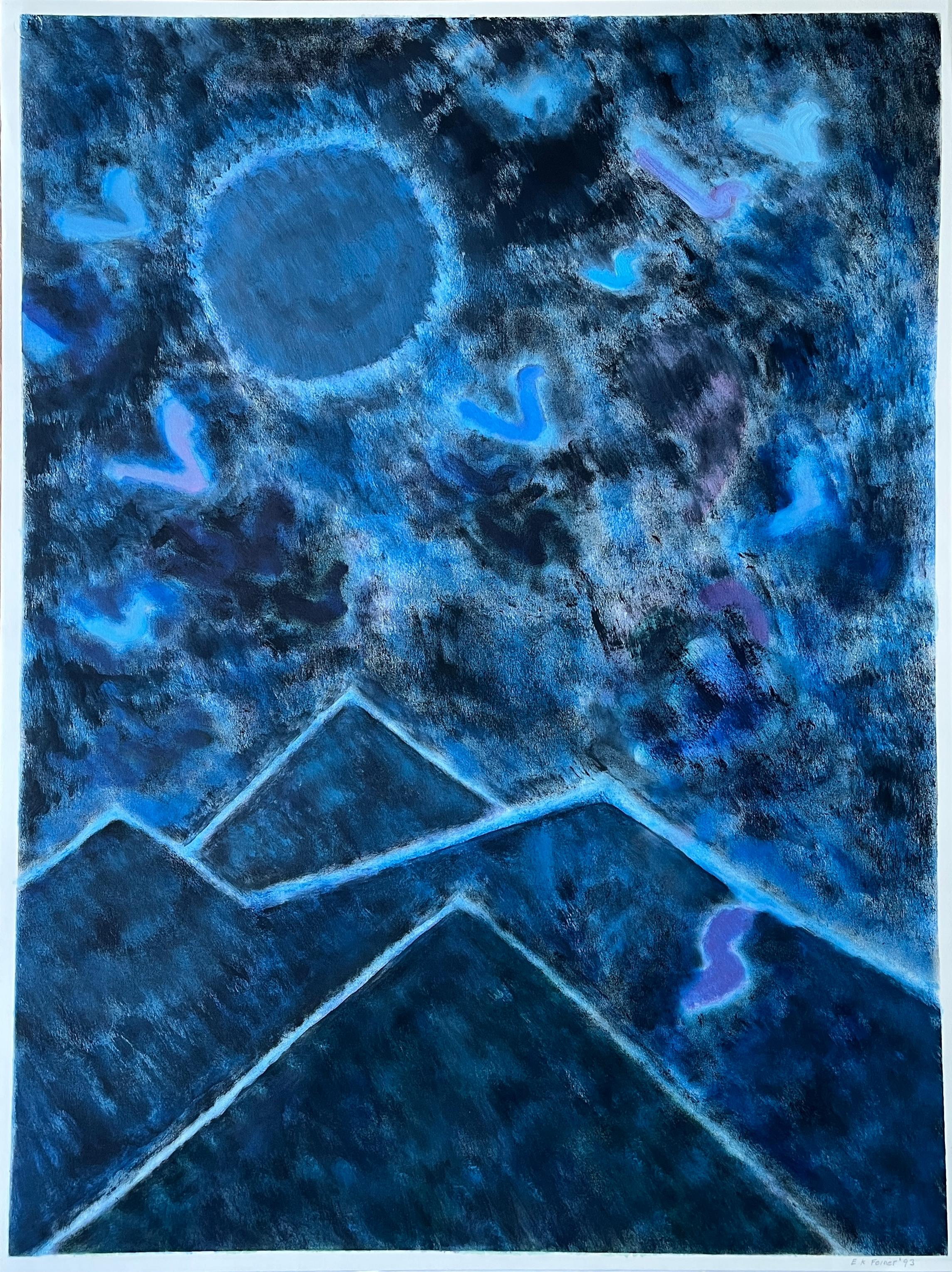 1988 "Sacred Night" Abstract Landscape Drawing