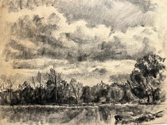"Charcoal and Pencil Country Landscape" Drawing