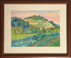 Mid Century "Napa Valley Landscape" Watercolor Painting