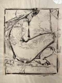 Mid Century "Side View Nude" Figurative Ink Wash on Paper
