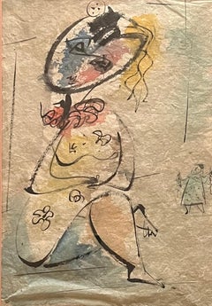 1953 "Lady with Ruffle" Watercolor Painting