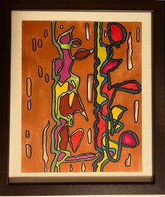 Vintage 1980s "Brown DNA" Abstract Marker Drawing