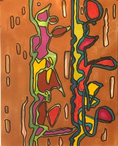 Brown DNA Abstract Drawing, Marker on Archival Paper, 1980s, Framed