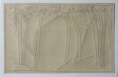 Abstract "Tree Landscape" Ink Line Drawing 1981 American Modernist Jack Hooper