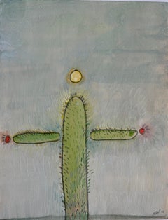 "Cactus" 1976 American Modernist Jack Hooper Watercolor Painting