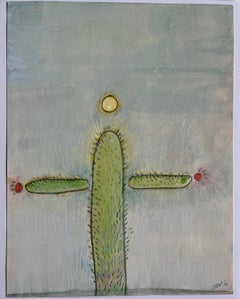 "Cactus" 1976 American Modernist Jack Hooper Watercolor Painting