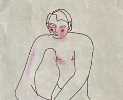 Encre et dessin de nus pastel du moderniste américain Robert Gilberg, 1950