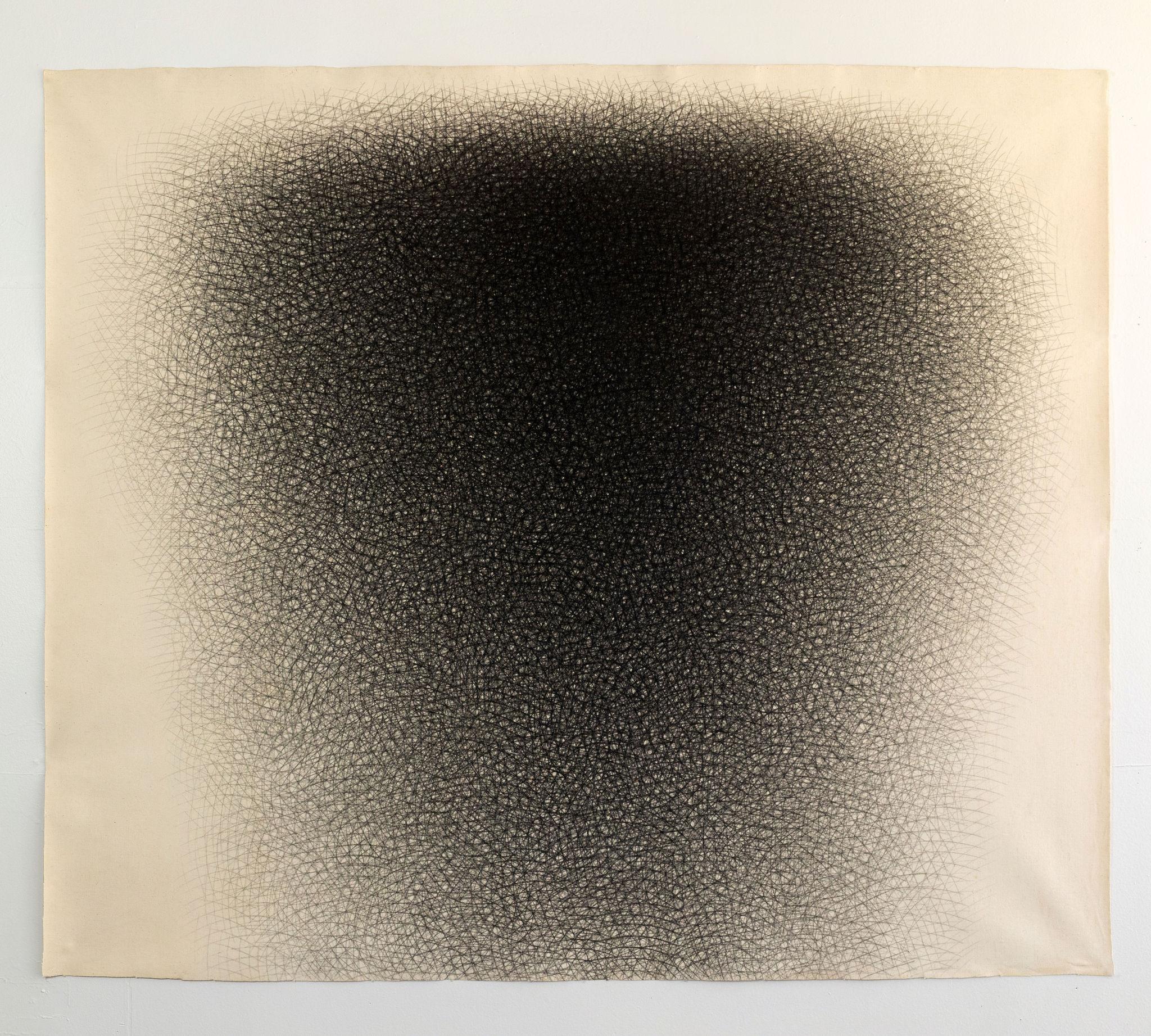 Jack Scott
"T-Blur"
3-27-77
Charcoal on unprimed canvas sprayed with custom fixative
69"x59.5" unstretched 
Installation: This piece is intended to be stretched and stapled  without a frame. 
Signed, titled and dated in pencil on reverse 

Excellent